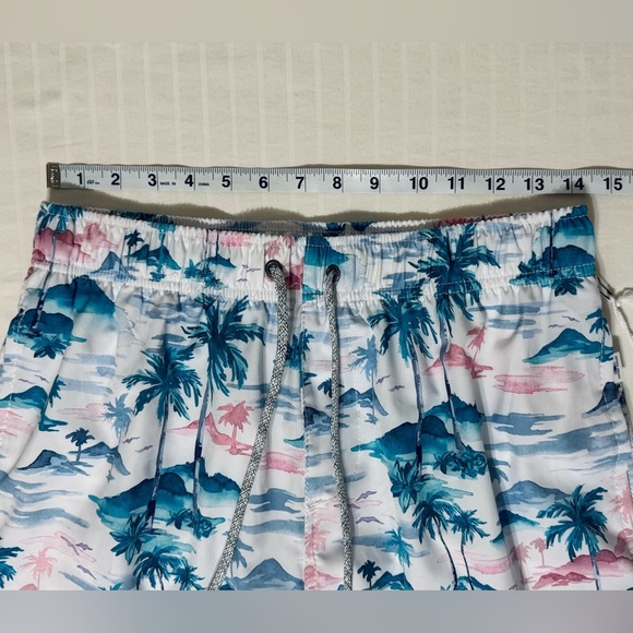 VINTAGE SUMMER 4-Way Stretch Volley Swim Trunk Shorts Tropical Men’s Medium NWT - Picture 7 of 12